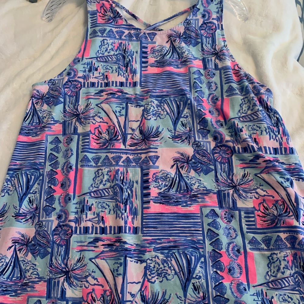Lilly Pulitzer Kristen Top Whisper Blue Yeah Buoy.